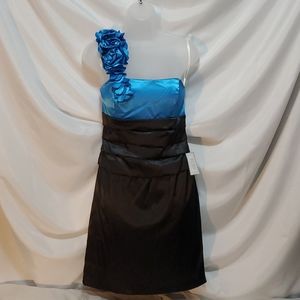 NWT Blue And Black One Shoulder Dress Sz 9 Juniors